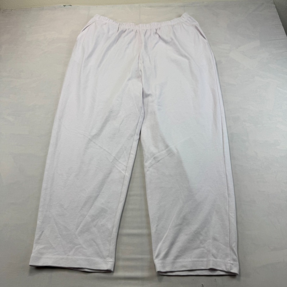 BLAIR Lounge Pants Women X-Large White Stretch Relaxed Fit Elastic Waist Pull On